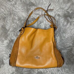 Coach Mustard and Brown Leather Shoulder Bag